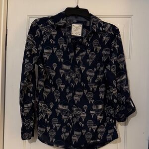 Style & Co. Navy Balloon Print Blouse